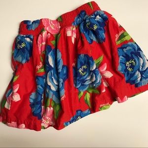 Red Hollister Hawaiian floral skater skirt M